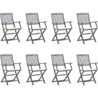 vidaXL Klappbare Gartenstühle 8 Stk. mit Kissen Massivholz Akazie