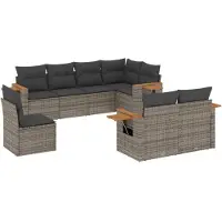 vidaXL Ensemble de jardin canapé 8 pièces avec coussins Gris Poly rotin