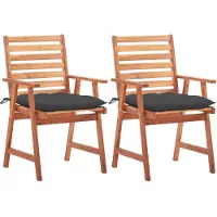vidaXL Chaises de jardin 2 pièces avec coussins en bois massif d'acacia