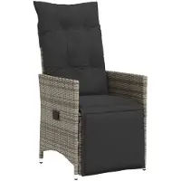 vidaXL Fauteuil de jardin Réglable avec coussin Gris Poly Rattan