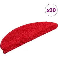 vidaXL Tapis d'escalier 30 pièces 56 x 17 x 3 cm Rouge Demi-rond