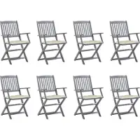 vidaXL Klappbare Gartenstühle 8 Stk. mit Kissen Massivholz Akazie