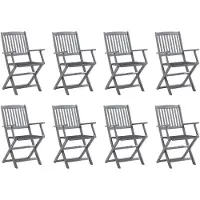 vidaXL Chaises de jardin pliantes 8 pcs. avec coussins en bois massif d'acacia