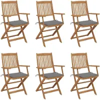 vidaXL Chaises de jardin pliantes 6 pièces avec coussins en bois massif d'acacia
