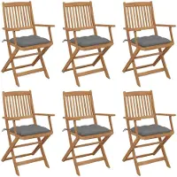 vidaXL Chaises de jardin pliantes 6 pièces avec coussins en bois massif d'acacia