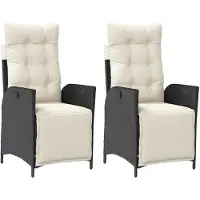 vidaXL Fauteuil de jardin avec repose-pieds 2 pcs. Réglable Noir Poly Rattan