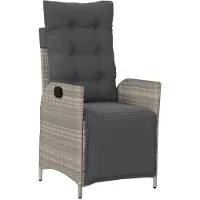 vidaXL Fauteuil de jardin avec repose-pieds Réglable gris clair Poly rotin