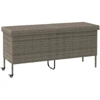 vidaXL Coffre de jardin à roulettes Gris 160x55x75 cm Poly rotin