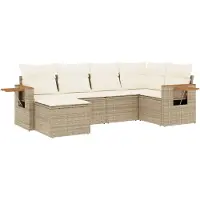 vidaXL Ensemble de salon de jardin 6 pièces avec coussins Beige Poly Rattan
