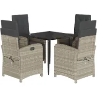 vidaXL Salon de jardin 5 pièces avec coussins gris clair Poly rotin