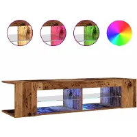 vidaXL Armoire TV avec lampes LED imitation vieux bois 135x39x30 cm