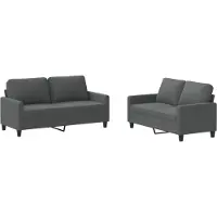 vidaXL Ensemble de canapés 2 pièces avec coussins Tissu gris foncé