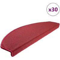 vidaXL Tapis d'escalier 30 pièces 65 x 24 x 4 cm Rouge Demi-rond Grand