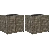 vidaXL Jardinières 2 Pcs Gris 36x30x32 Cm Résine Tressée