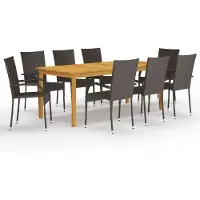 vidaXL Ensemble de jardin 9 pièces brun