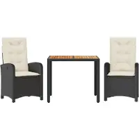 vidaXL Ensemble de jardin 3 pièces avec coussins Noir Poly Rattan