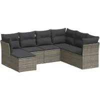 vidaXL Ensemble de salon de jardin 7 pièces avec coussins Gris Poly rotin
