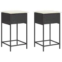 vidaXL Tabouret de bar de jardin avec coussin 2 pcs. noir Poly rotin