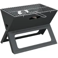 vidaXL 42004185, Barbecue, à charbon de bois et à bois, pour l'extérieur, de table, avec grille, noir