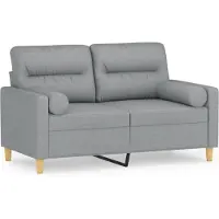 vidaXL Canapé 2 places avec oreillers gris clair 120 cm tissu