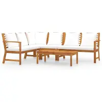 vidaXL Set de jardin Lounge avec coussins Crème Bois massif Acacia Groupe de repas Outdoor