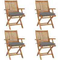 vidaXL Chaises de jardin pliantes avec coussins 4 pcs. Bois massif teck