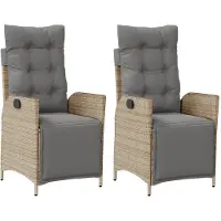 vidaXL Fauteuil de jardin avec repose-pieds 2 pcs. Réglable Poly Rattan