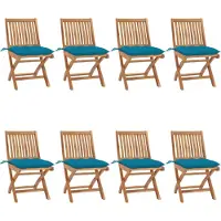 vidaXL Chaises de jardin pliantes avec coussins 8 pcs. Bois massif teck