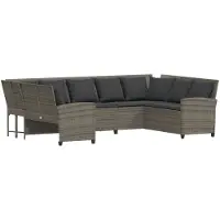 vidaXL Canapé de jardin avec coussins Gris Poly Rattan