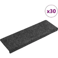 vidaXL Tapis d'escalier autocollants, 30 pièces, 65 x 21 x 4 cm, gris, bord rectangulaire