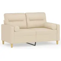vidaXL Canapé 2 places avec oreillers décoratifs crème 120 cm tissu
