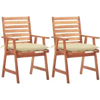 vidaXL Chaises de jardin 2 pièces avec coussins en bois massif d'acacia