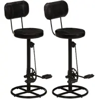 vidaXL Tabouret de bar 2 pcs. noir cuir de chèvre véritable