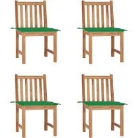 vidaXL Gartenstühle 4 Stk. mit Kissen Massivholz Teck
