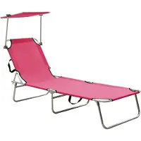 vidaXL Chaise longue pliante avec toit solaire Rose Aluminium