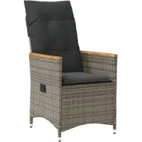 vidaXL Fauteuil de jardin Réglable avec coussin Gris Poly Rattan