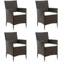 vidaXL Chaises de jardin avec coussin 4 pcs. Poly rotin brun