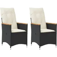 vidaXL Fauteuil de jardin avec coussin 2 pcs. Réglable Noir Poly Rattan