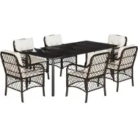 vidaXL Ensemble de jardin 7 pièces avec coussins Marron Poly rotin