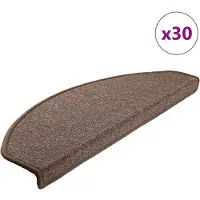 vidaXL Tapis d'escalier 30 pièces 65 x 24 x 4 cm Marron café Demi-rond Grand