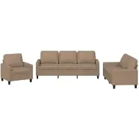 vidaXL Ensemble de canapés 3 pièces avec coussins Cappuccino-Brun Similicuir