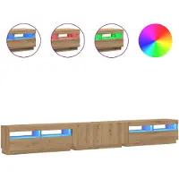 vidaXL Armoire TV avec lampes LED Chêne Artisan 300x35x40 cm