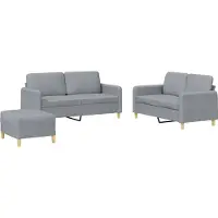 vidaXL Ensemble de canapés 3 pièces avec coussins Tissu gris clair