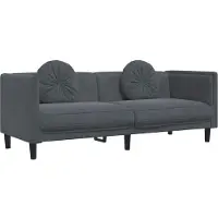 vidaXL Canapé avec coussins 3 places gris foncé velours