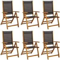 vidaXL , 6 chaises pliantes, en bois d'acacia massif et tissu Textilene