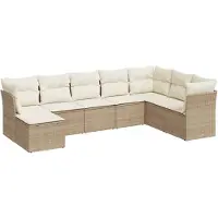 vidaXL Ensemble de jardin canapé 8 pièces avec coussins Beige Poly Rattan