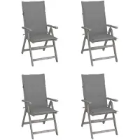 vidaXL Chaises de jardin réglables 4 pièces avec coussins en bois massif d'acacia