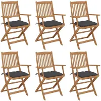vidaXL Chaises de jardin pliantes 6 pièces avec coussins en bois massif d'acacia