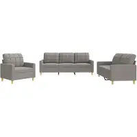 vidaXL Ensemble de canapés 3 pièces avec coussins Tissu Taupe