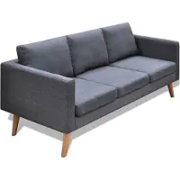 vidaXL Canapé à 3 places Tissu Gris foncé